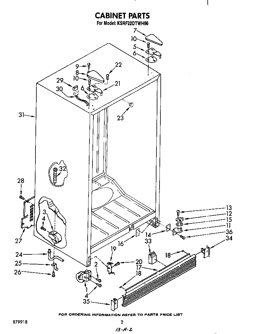 KitchenAid KSRF22DTWH00 cabinet diagram