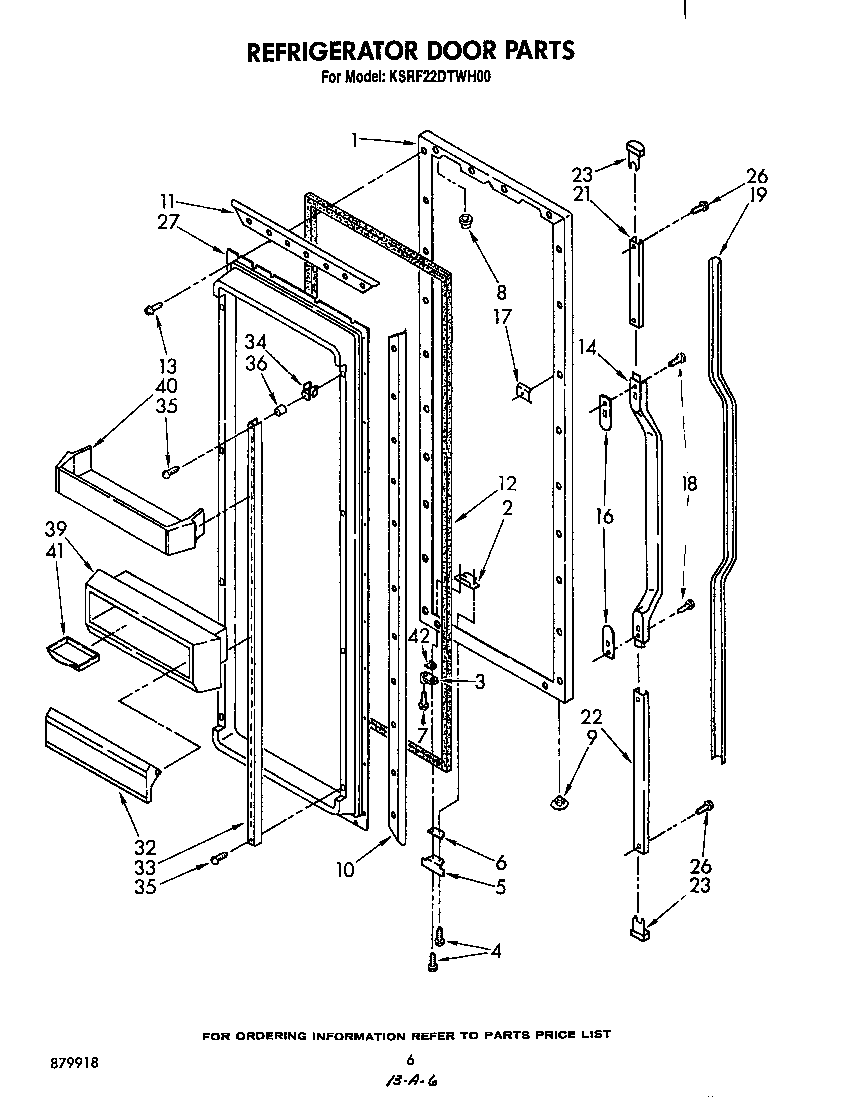 KitchenAid KSRF22DTWH00 refrigerator door diagram