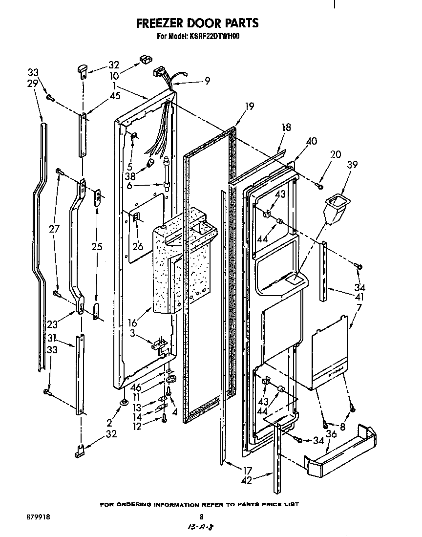 KitchenAid KSRF22DTWH00 freezer door diagram