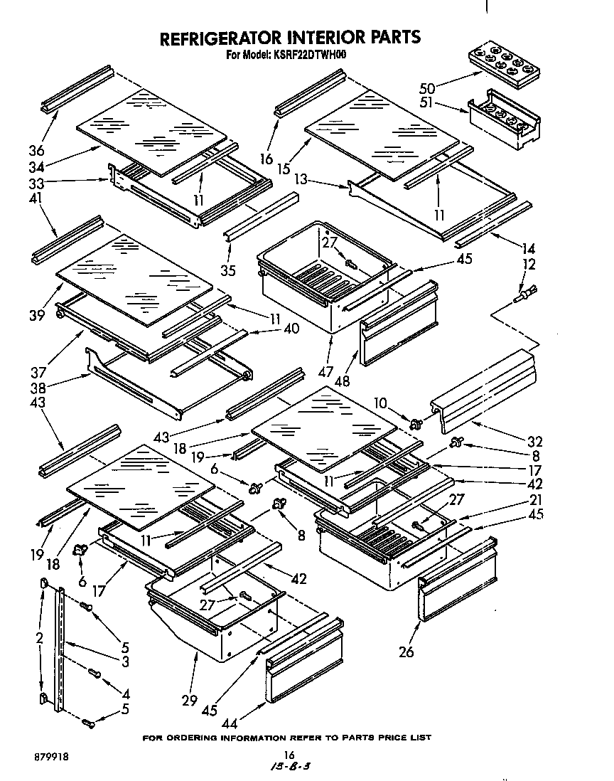 KitchenAid KSRF22DTWH00 refrigerator interior diagram