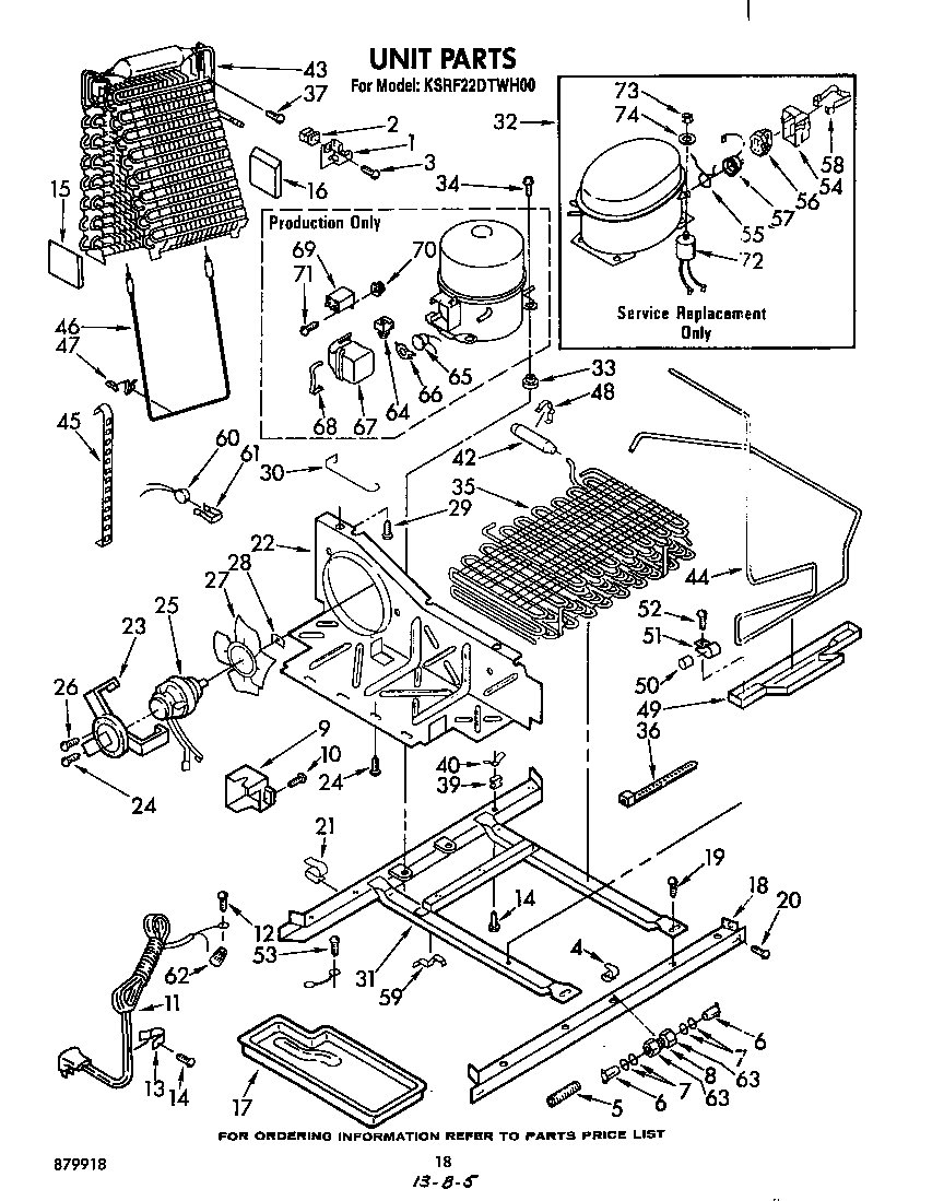 KitchenAid KSRF22DTWH00 unit diagram