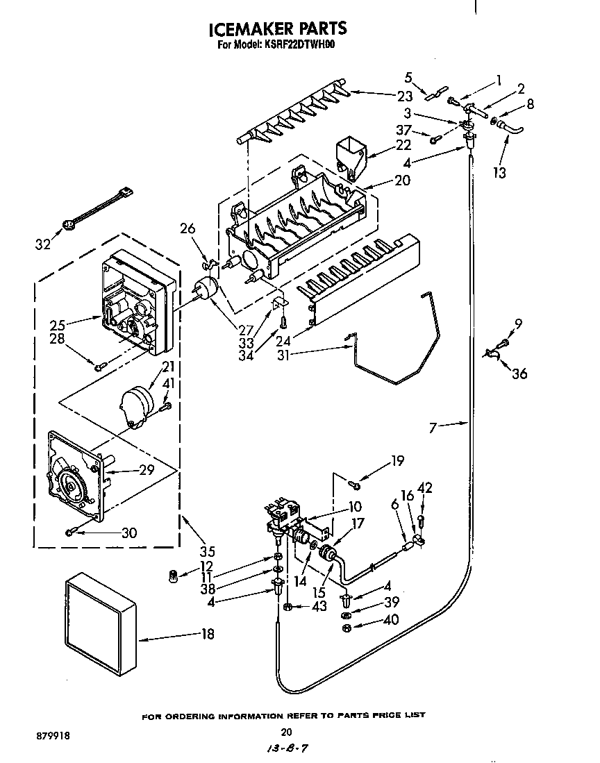KitchenAid KSRF22DTWH00 icemaker diagram