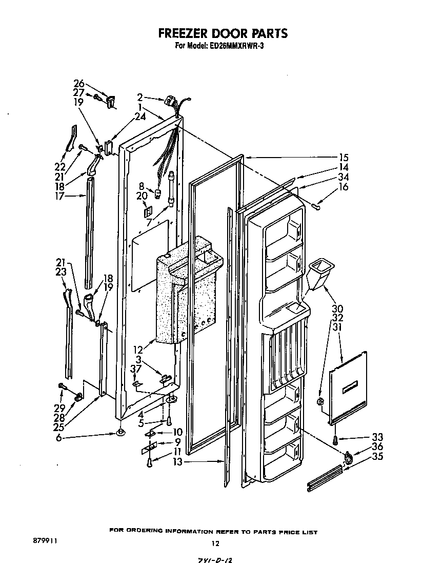 Whirlpool ED26MMXRWR3 freezer door diagram