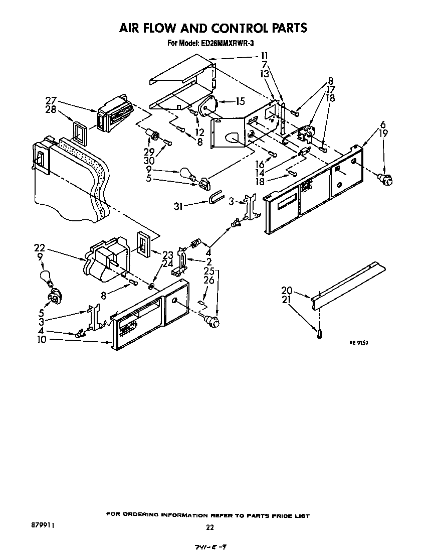 Whirlpool ED26MMXRWR3 airflow and control diagram