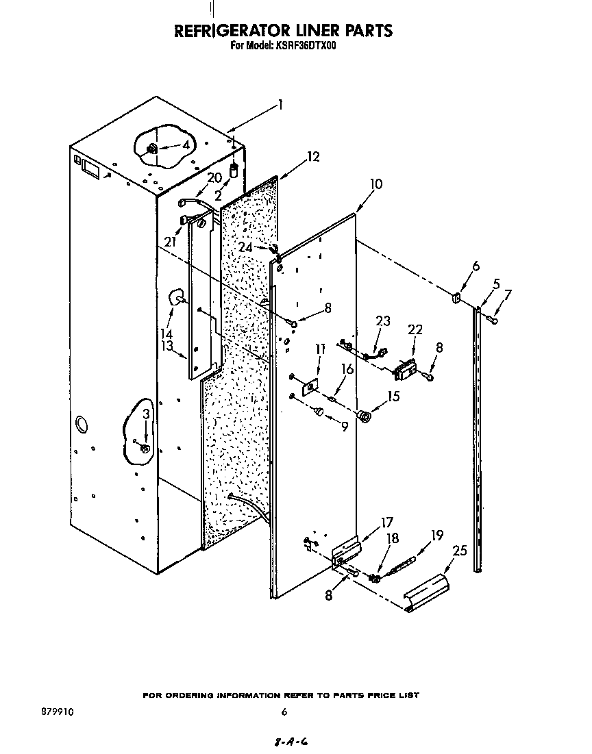 KitchenAid KSRF36DTX00 refrigerator liner diagram