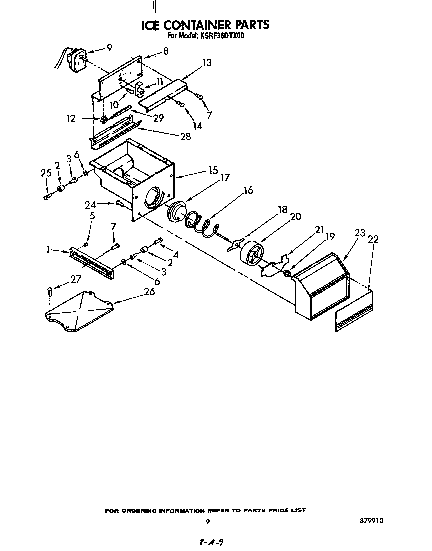 KitchenAid KSRF36DTX00 ice container diagram