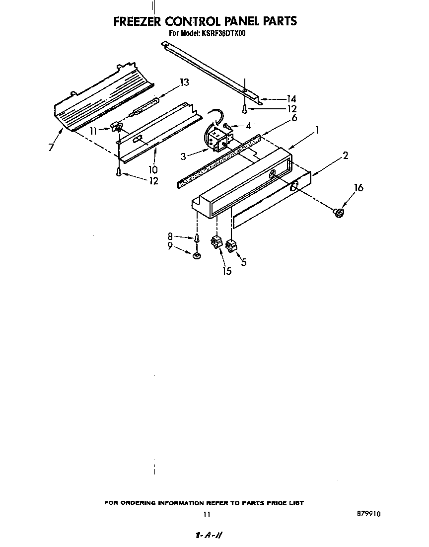 KitchenAid KSRF36DTX00 freezer control panel diagram