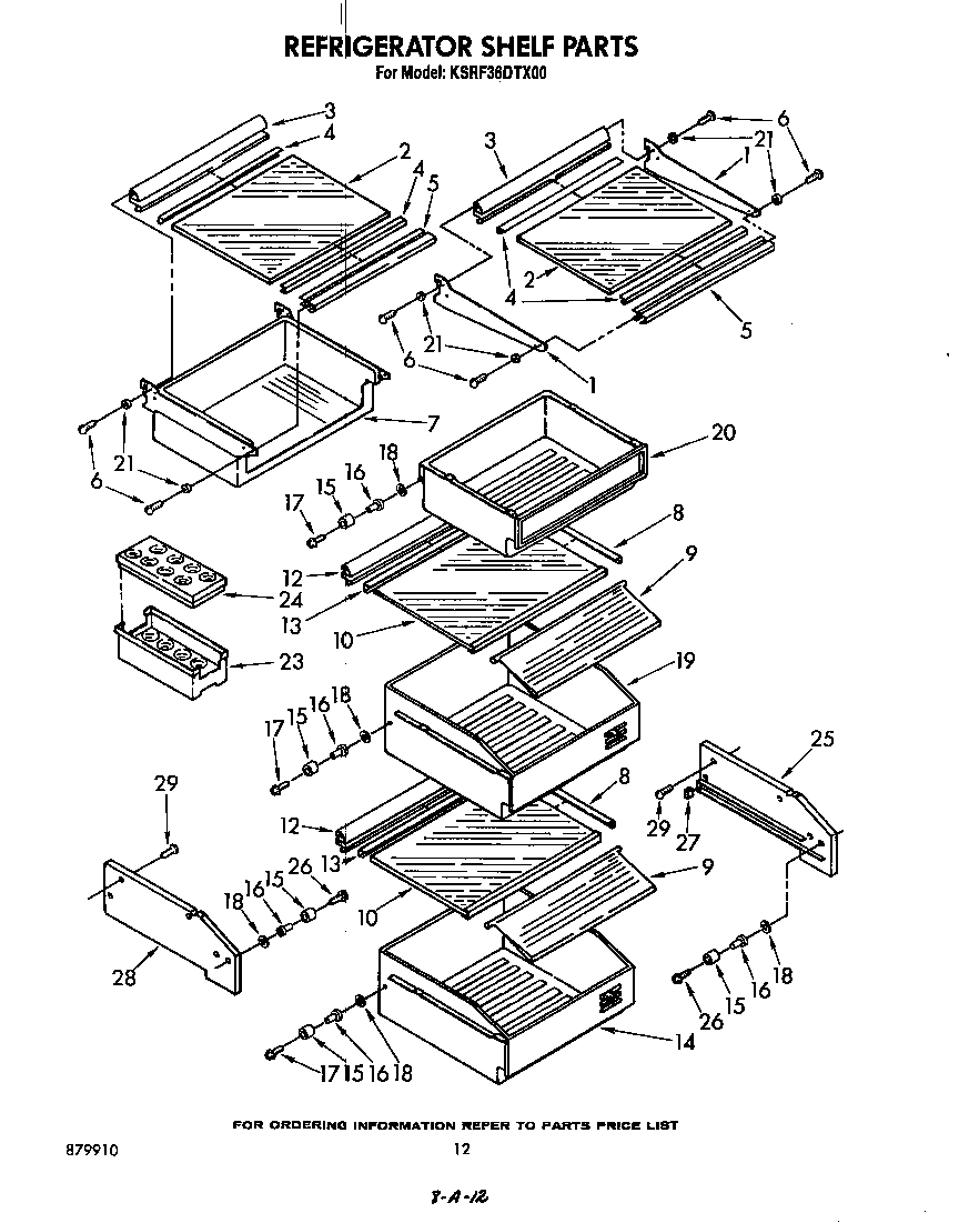 KitchenAid KSRF36DTX00 refrigerator shelf diagram