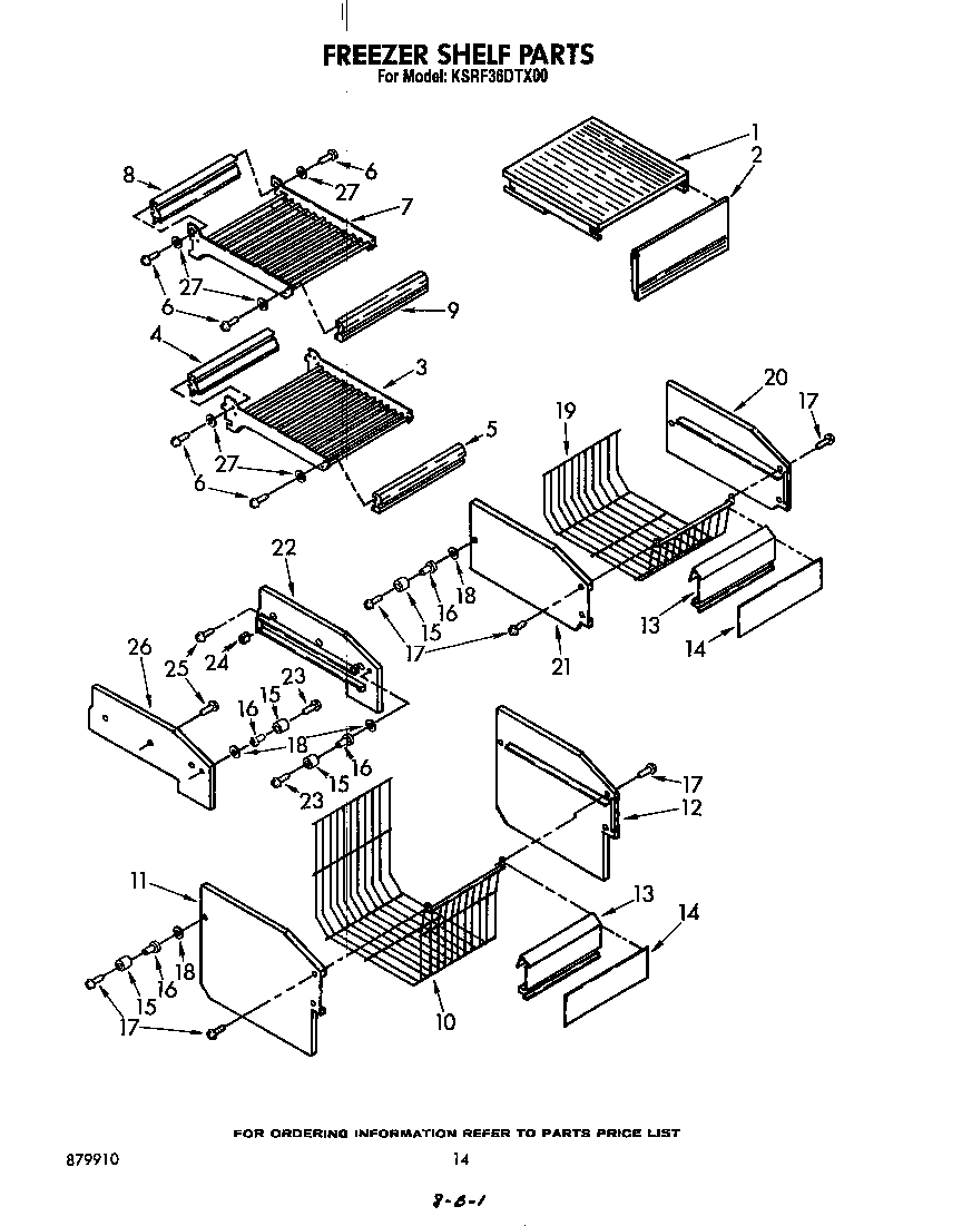 KitchenAid KSRF36DTX00 freezer shelf diagram