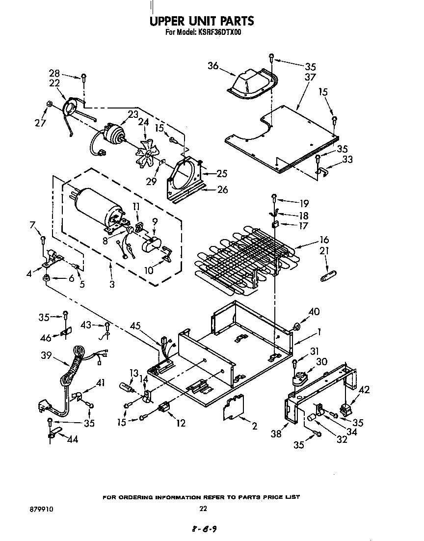 KitchenAid KSRF36DTX00 upper unit diagram