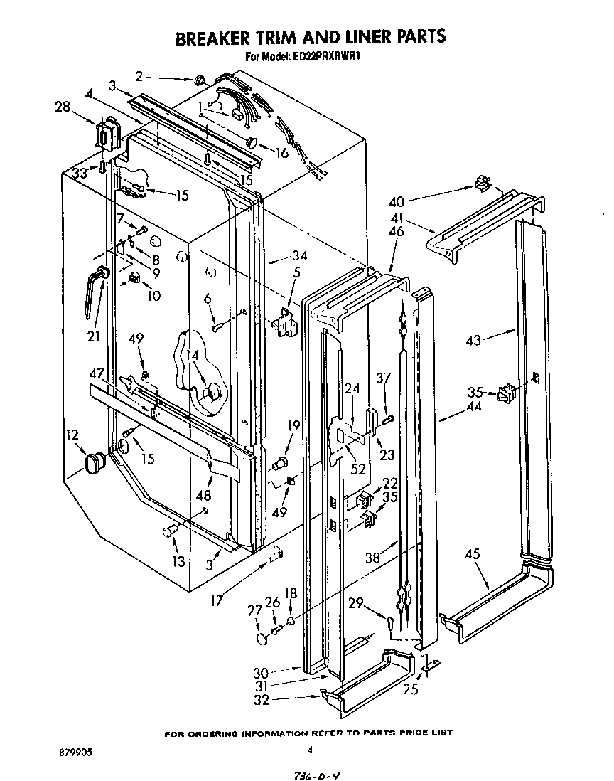 Whirlpool ED22PRXRWR1 breaker trim and liner diagram