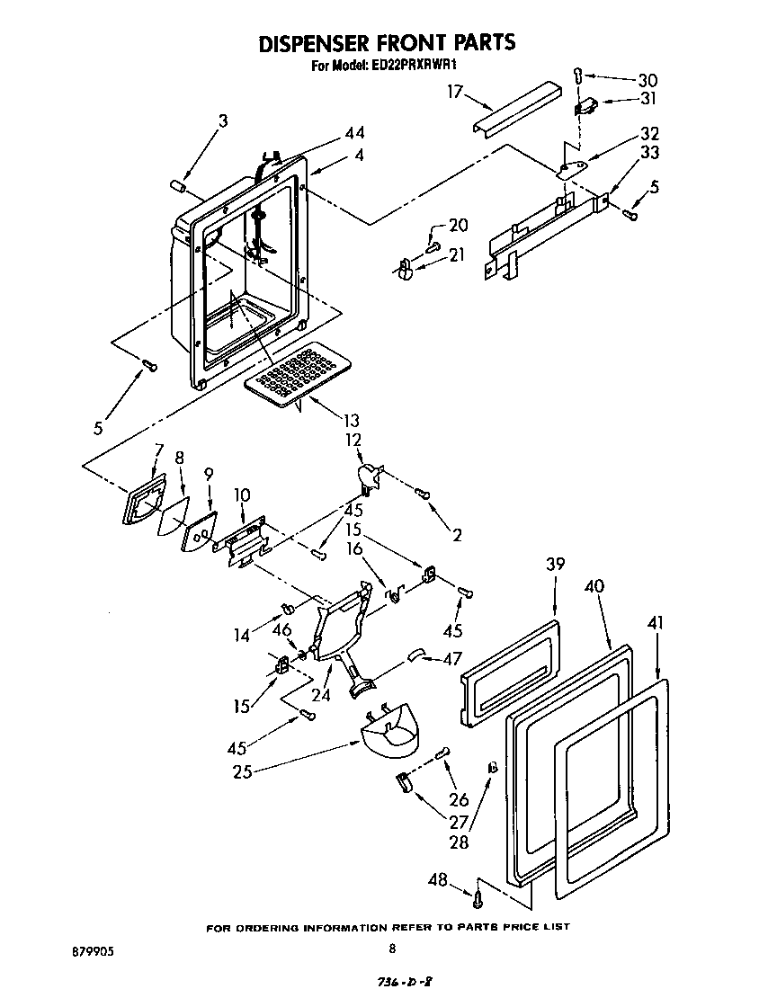 Whirlpool ED22PRXRWR1 dispenser front diagram