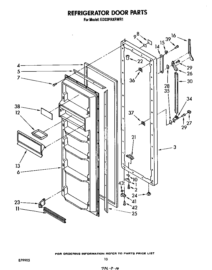 Whirlpool ED22PRXRWR1 refrigerator door diagram