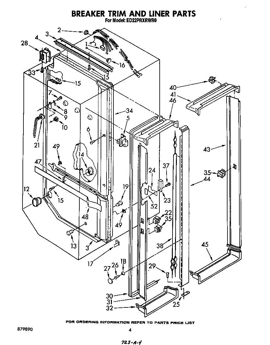 Whirlpool ED22PRXRWR0 breaker, trim and liner diagram
