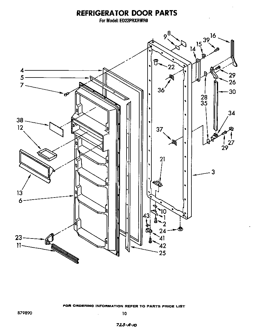 Whirlpool ED22PRXRWR0 refrigerator door diagram