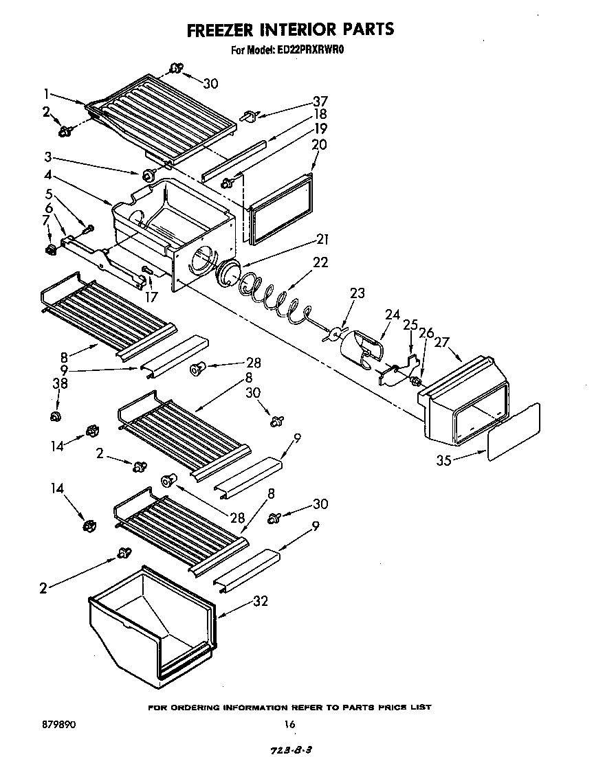 Whirlpool ED22PRXRWR0 freezer interior diagram