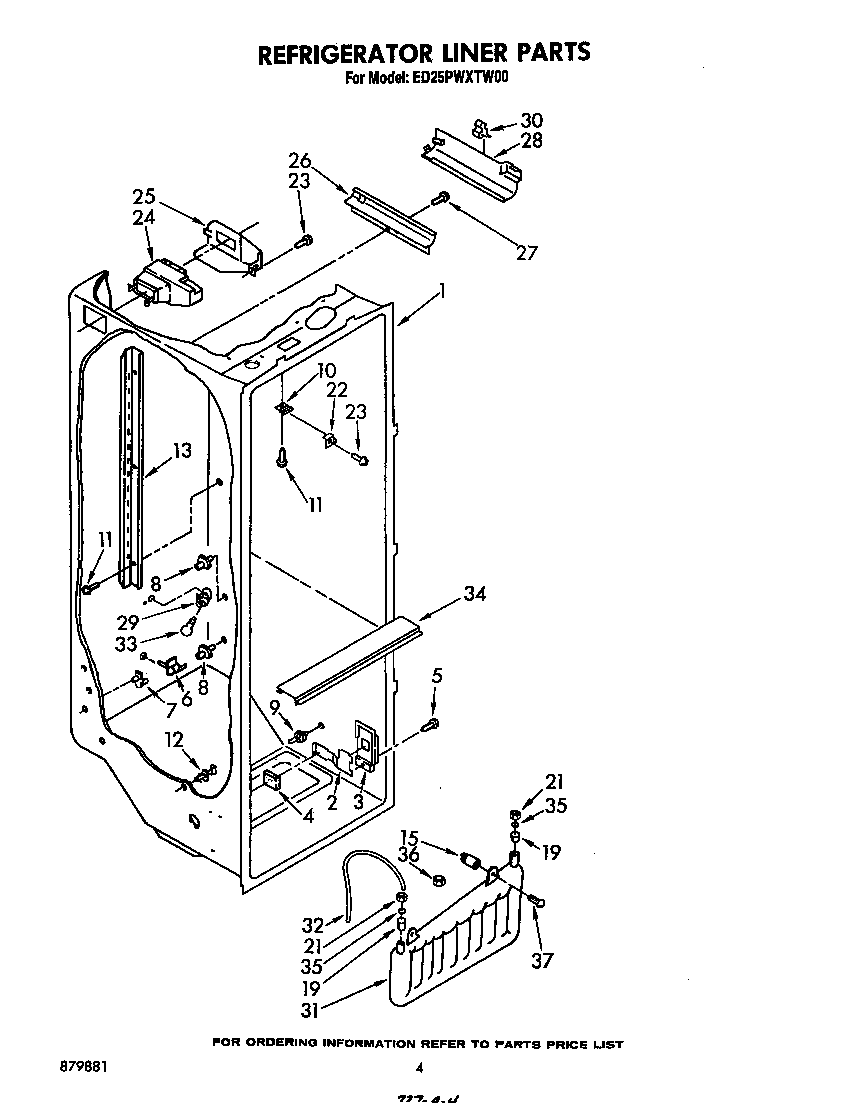 Whirlpool ED25PWXTW00 refrigerator liner diagram