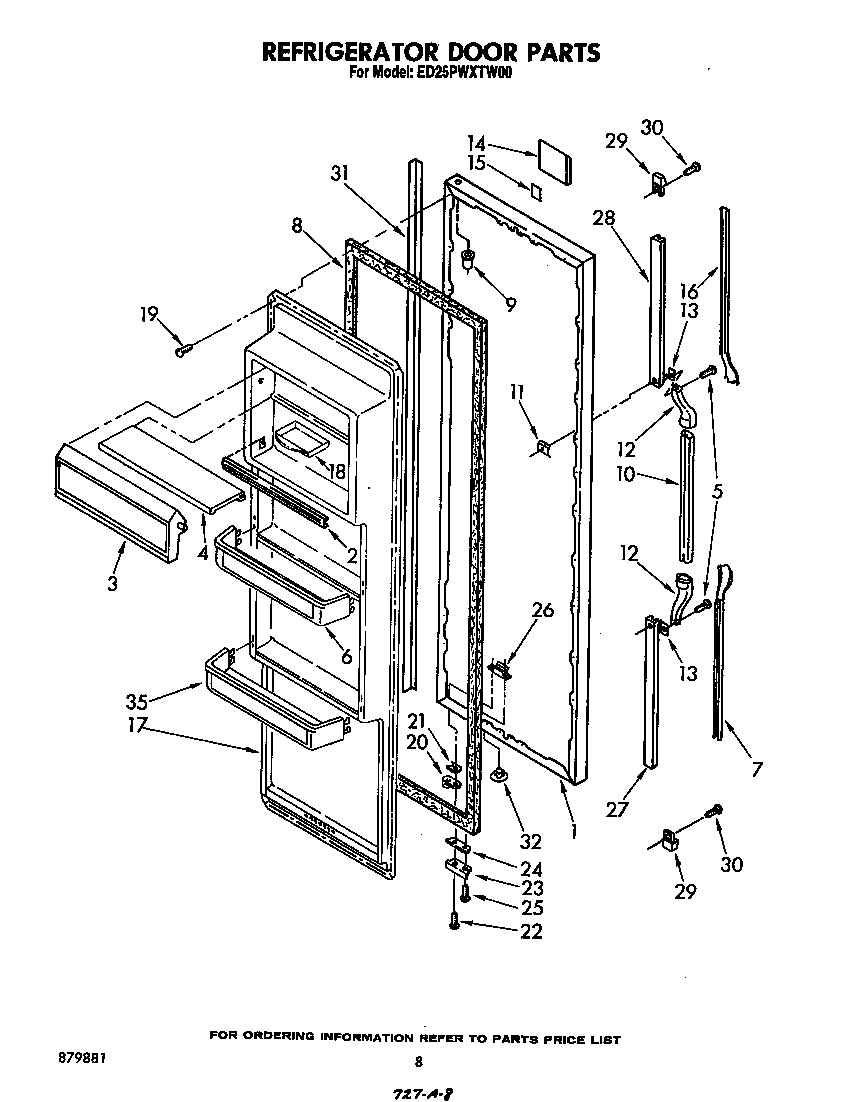 Whirlpool ED25PWXTW00 refrigerator door diagram