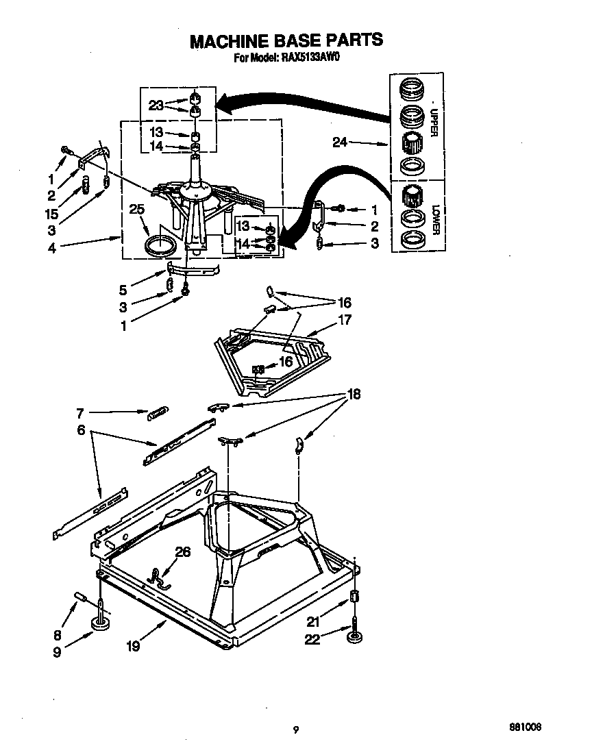 Roper RAX5133AW0 machine base diagram