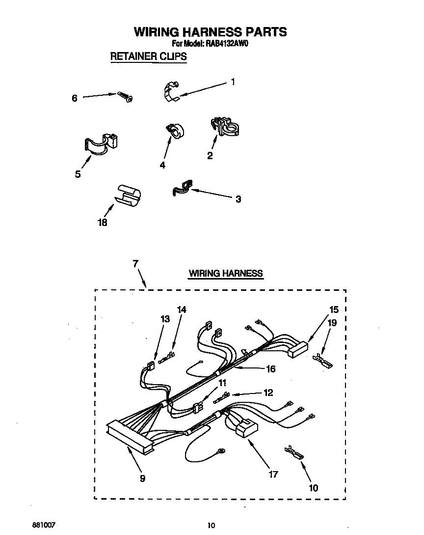 Roper RAB4132AW0 wiring harness diagram