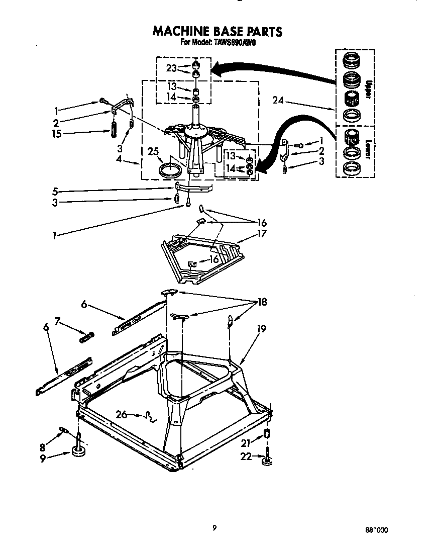 Estate TAWS690AW0 machine base diagram