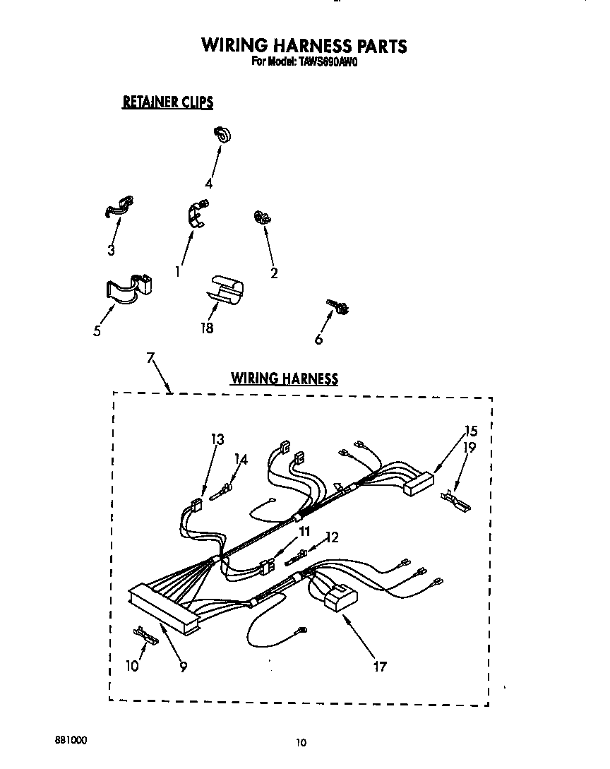 Estate TAWS690AW0 wiring harness diagram