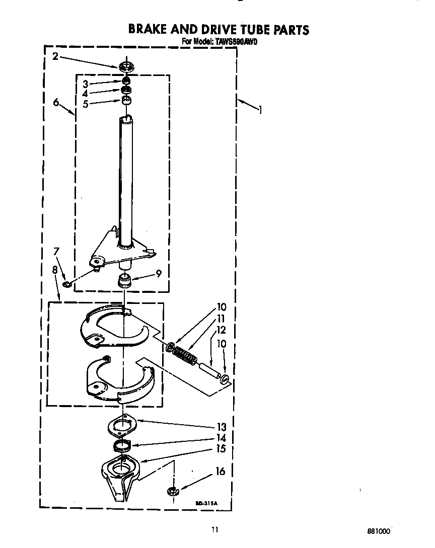 Estate TAWS690AW0 brake and drive tube diagram
