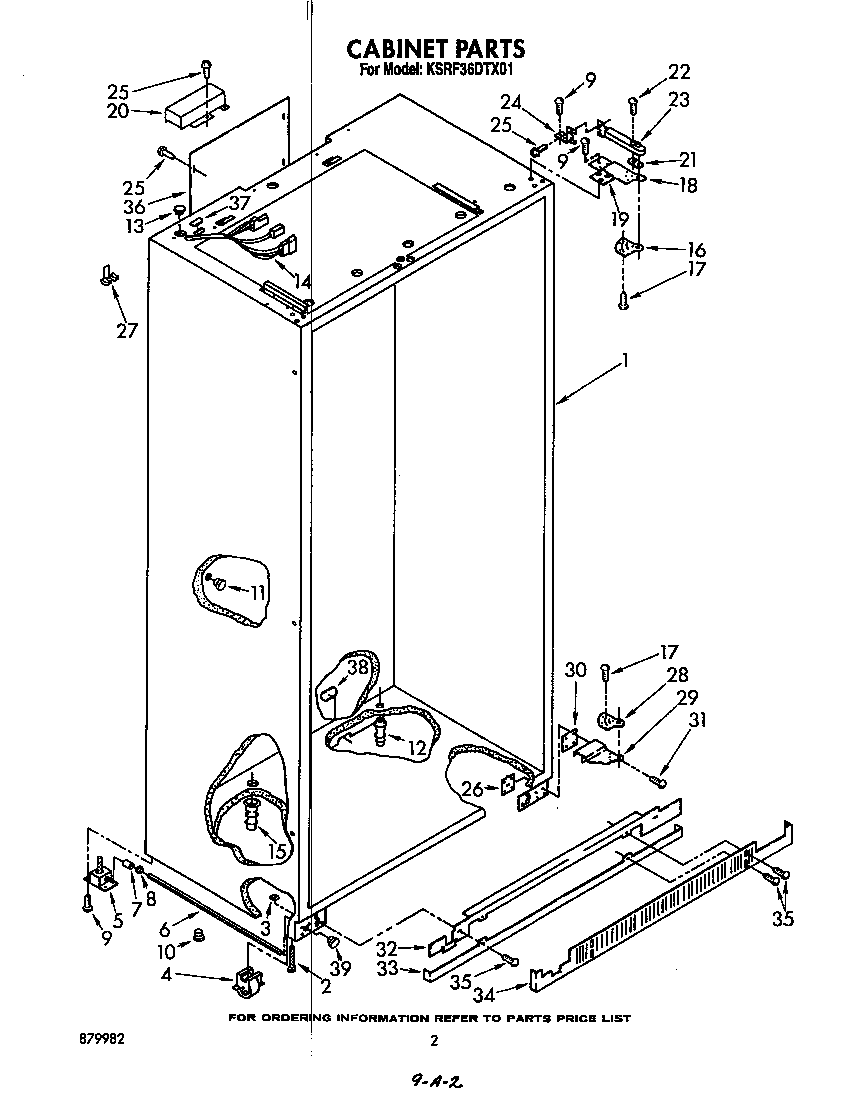 KitchenAid KSRF36DTX01 cabinet diagram