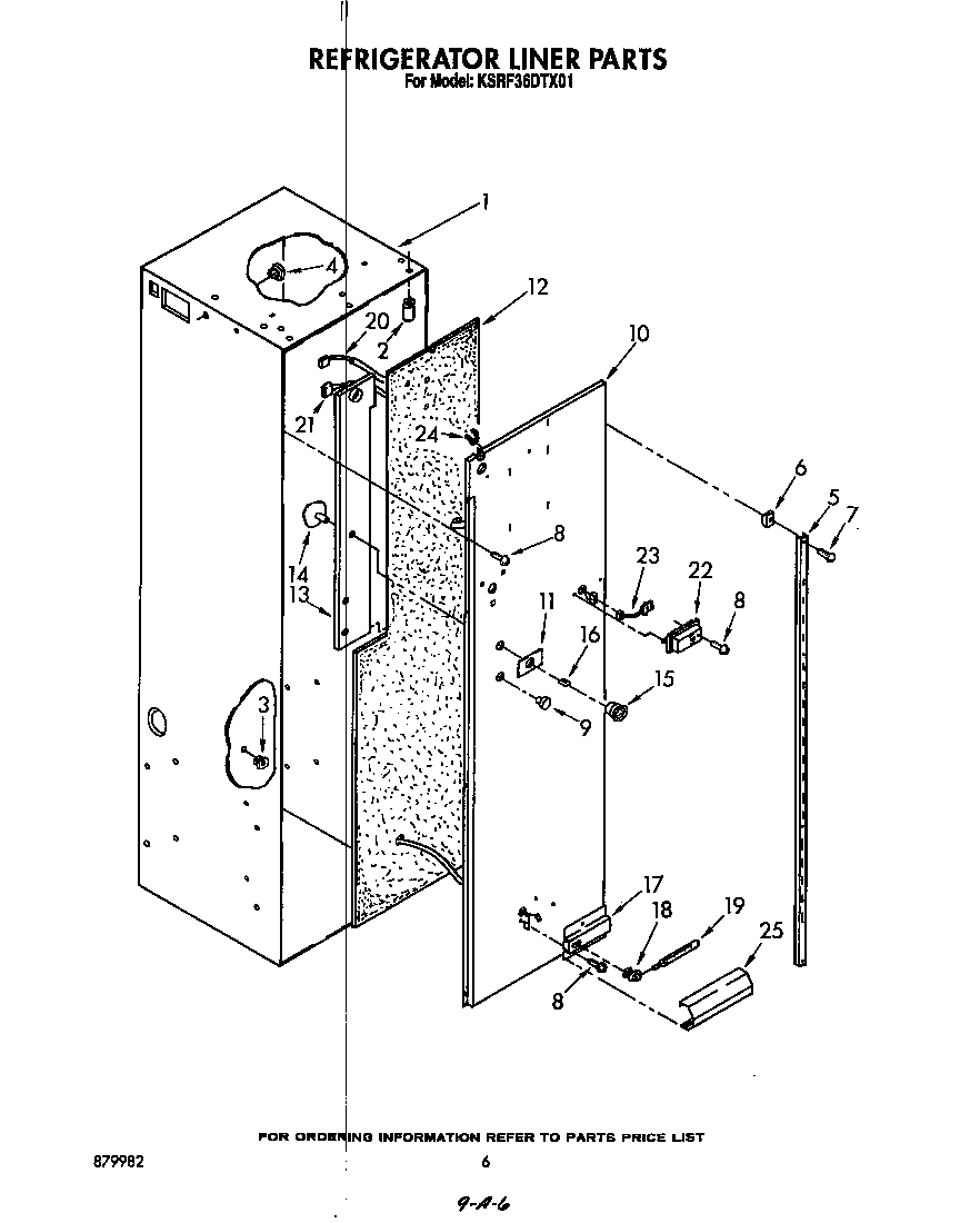 KitchenAid KSRF36DTX01 refrigerator liner diagram