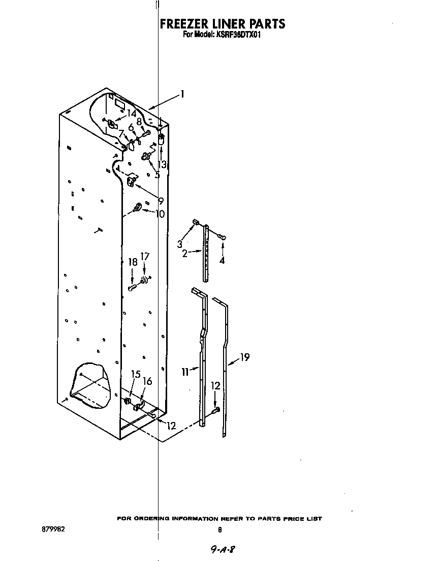 KitchenAid KSRF36DTX01 freezer liner diagram