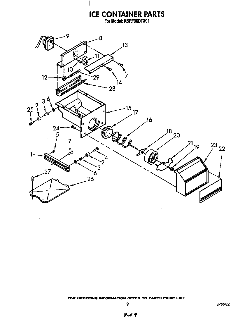 KitchenAid KSRF36DTX01 ice container diagram