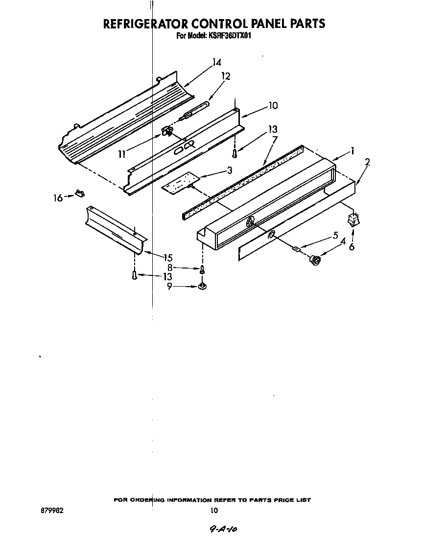 KitchenAid KSRF36DTX01 refrigerator control panel diagram