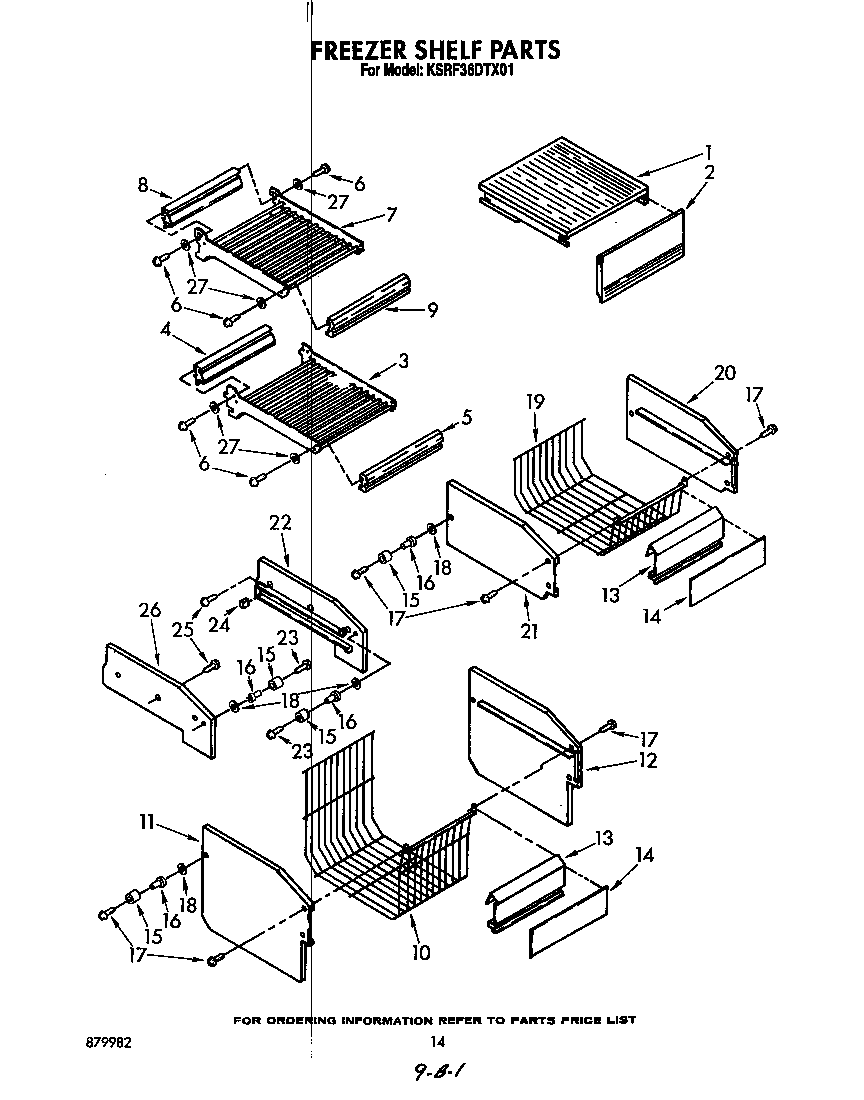 KitchenAid KSRF36DTX01 freezer shelf diagram