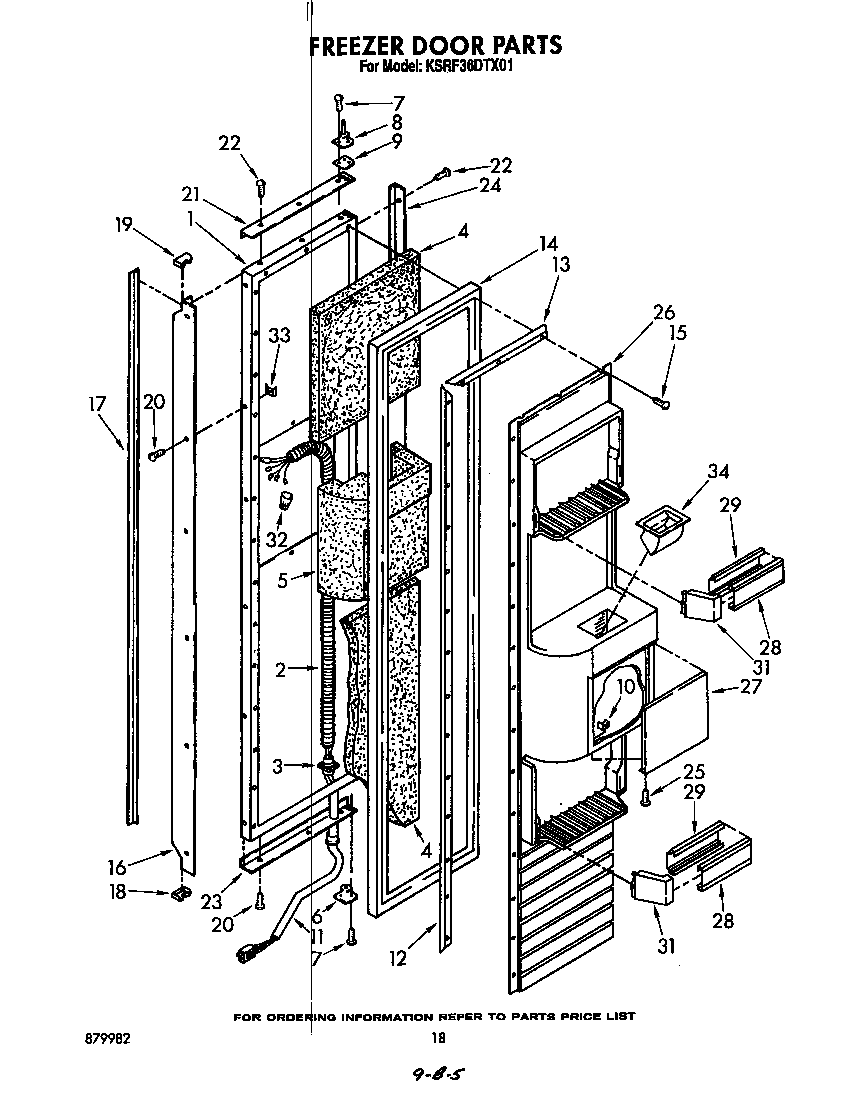 KitchenAid KSRF36DTX01 freezer door diagram