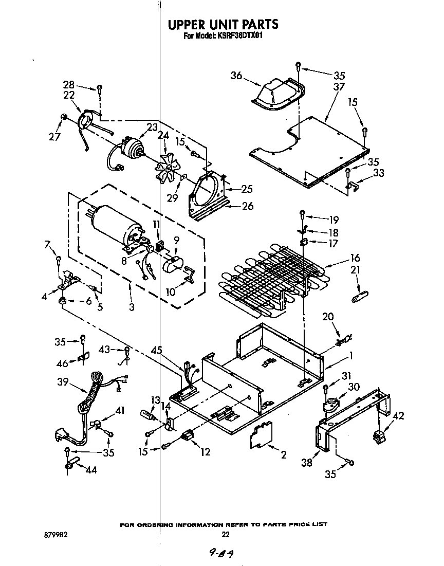KitchenAid KSRF36DTX01 upper unit diagram