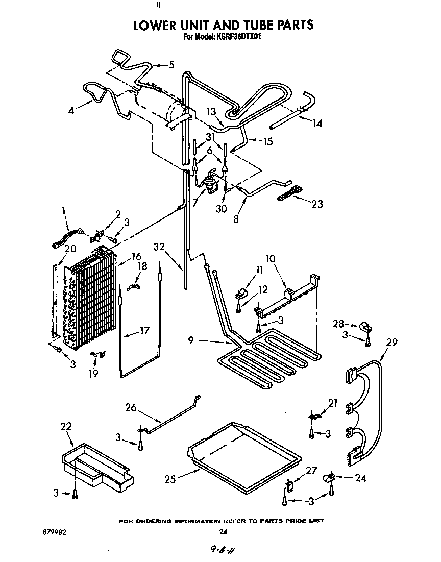 KitchenAid KSRF36DTX01 lower unit diagram