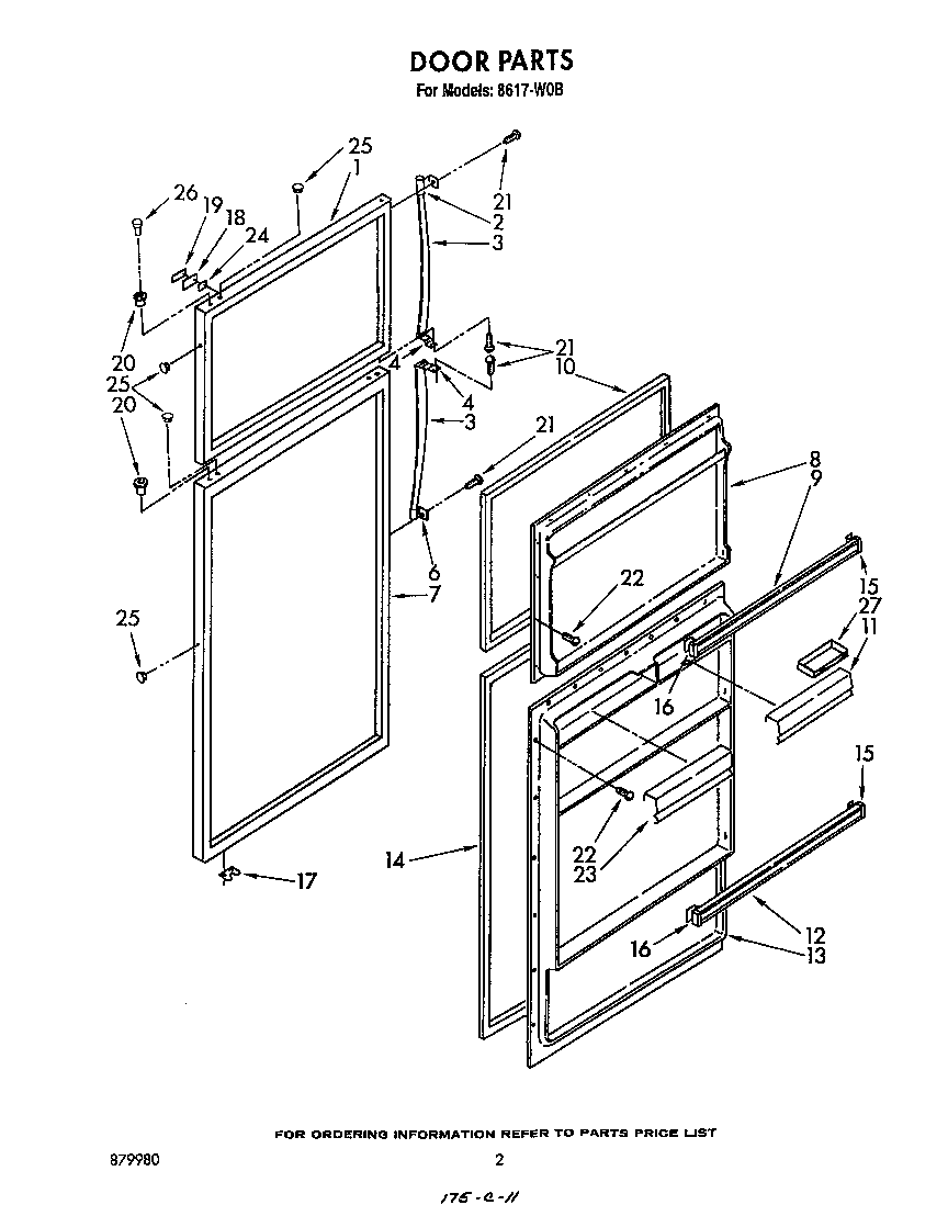 Roper 8617W0B door diagram