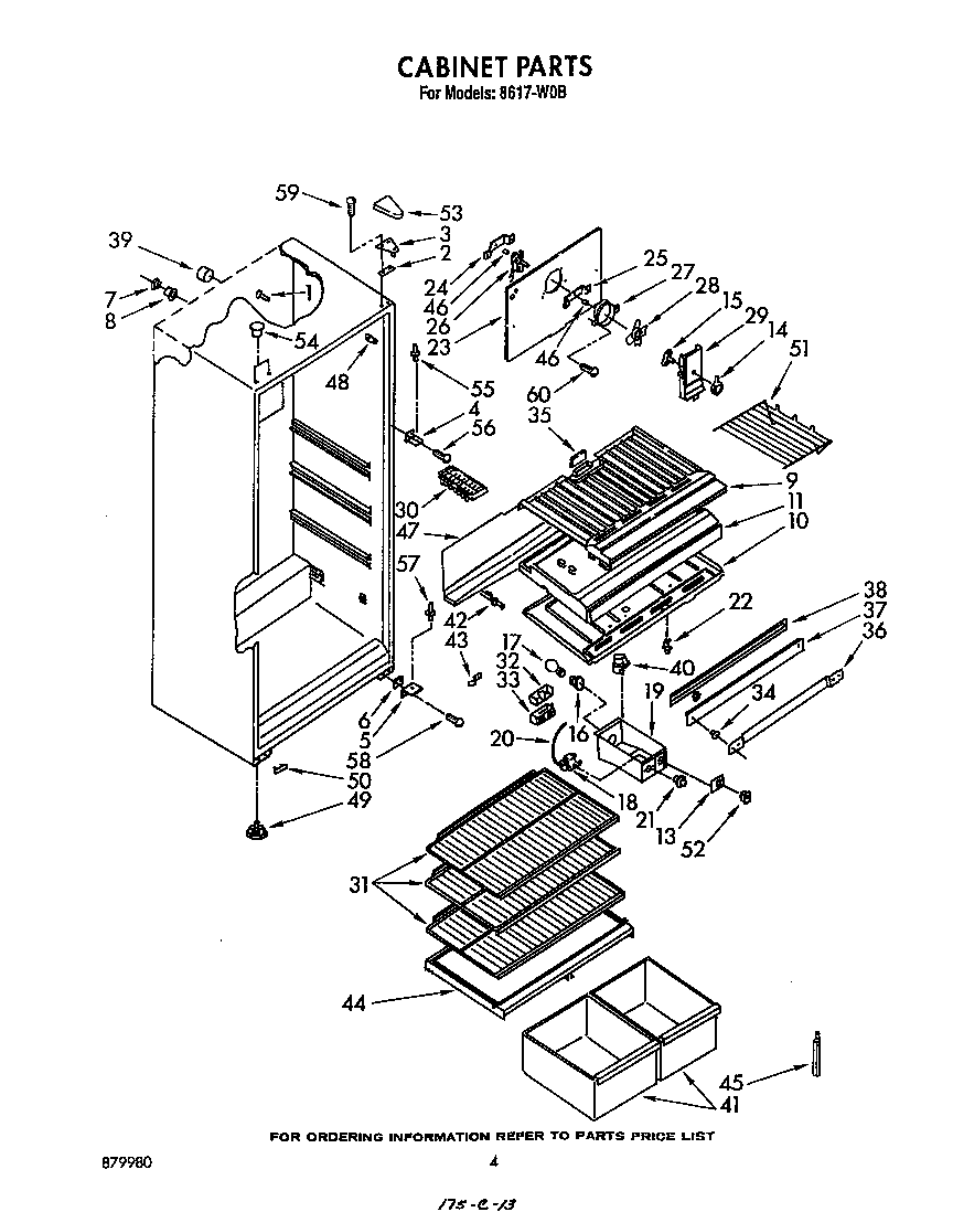 Roper 8617W0B cabinet diagram