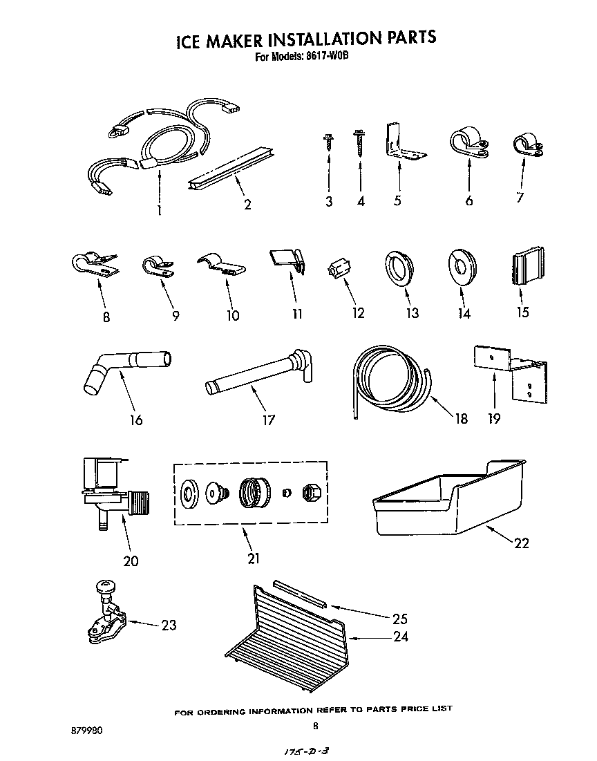 Roper 8617W0B ice maker installation diagram