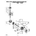 Whirlpool LSP8245AW0 brake, clutch, gearcase, motor and pump diagram