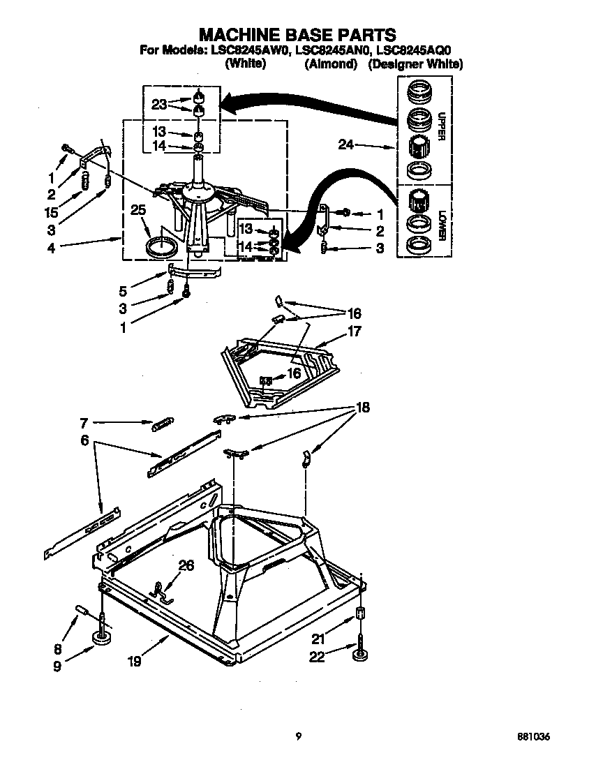 Whirlpool LSC8245AW0 machine base diagram