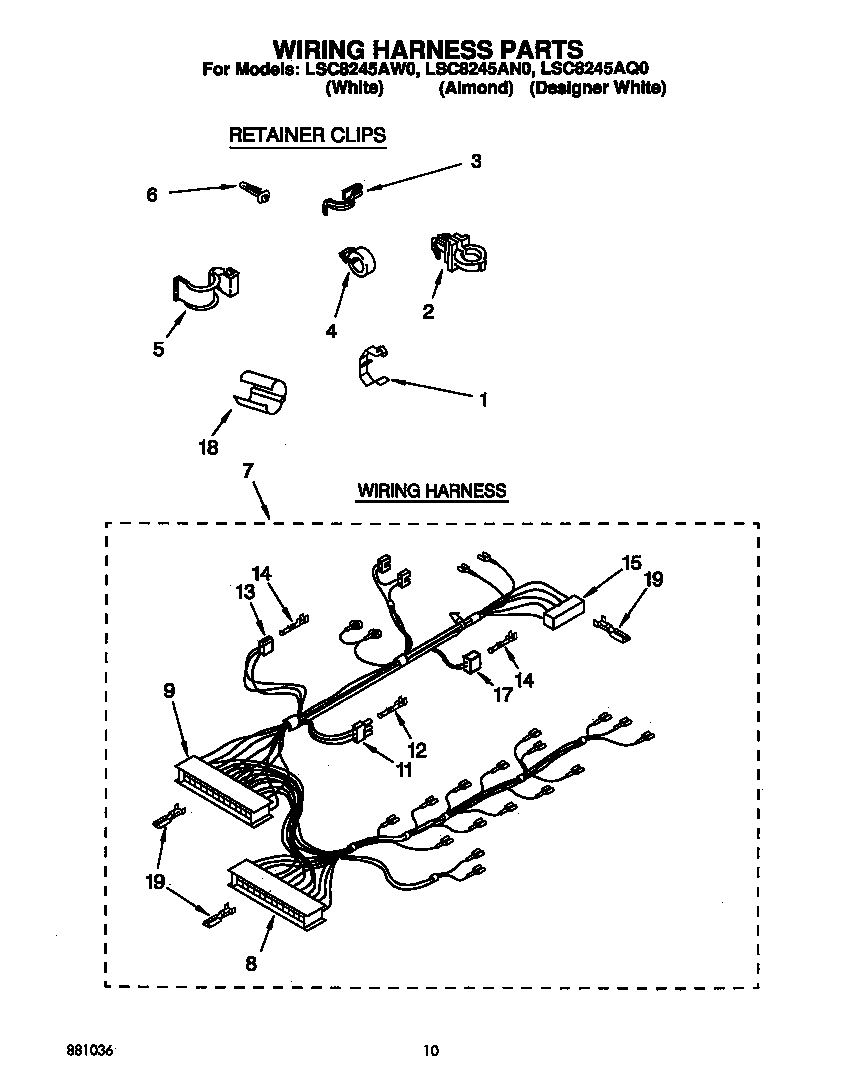 Whirlpool LSC8245AW0 wiring harness diagram