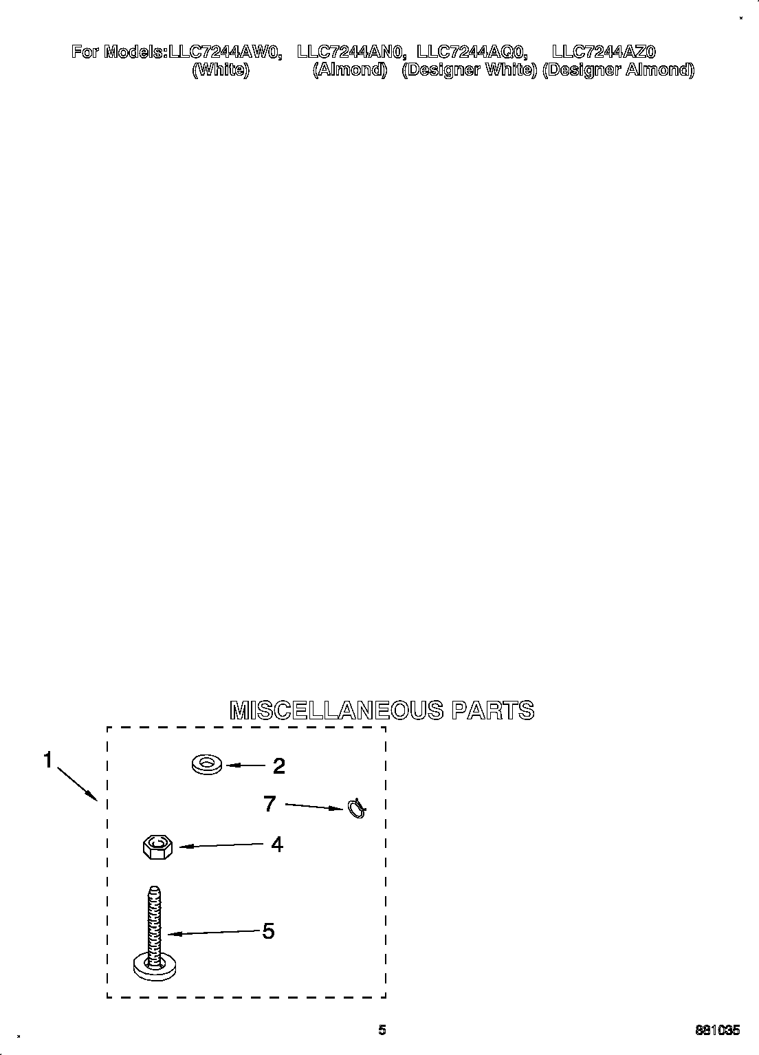 Whirlpool LLC7244AW0 miscellaneous diagram