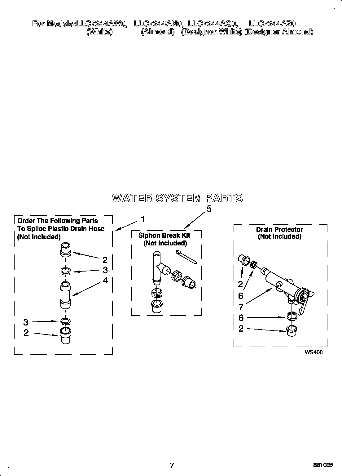 Whirlpool LLC7244AW0 water system diagram