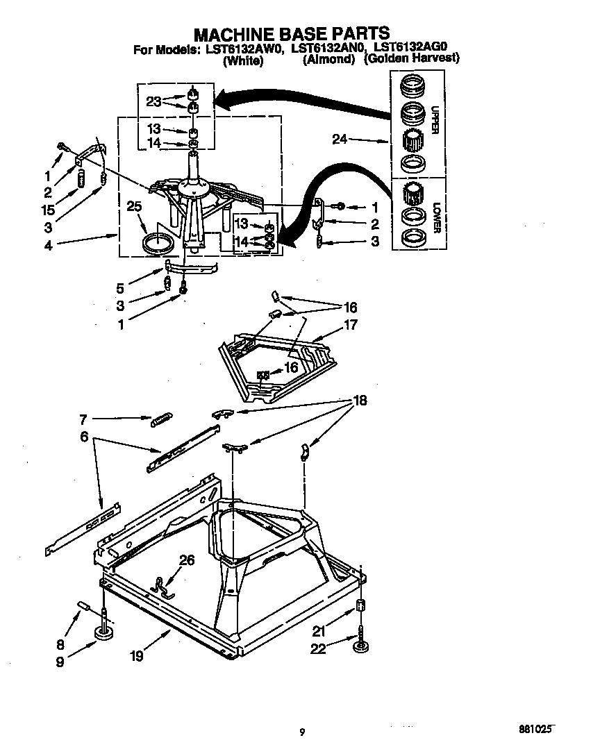 Whirlpool LST6132AW0 machine base diagram