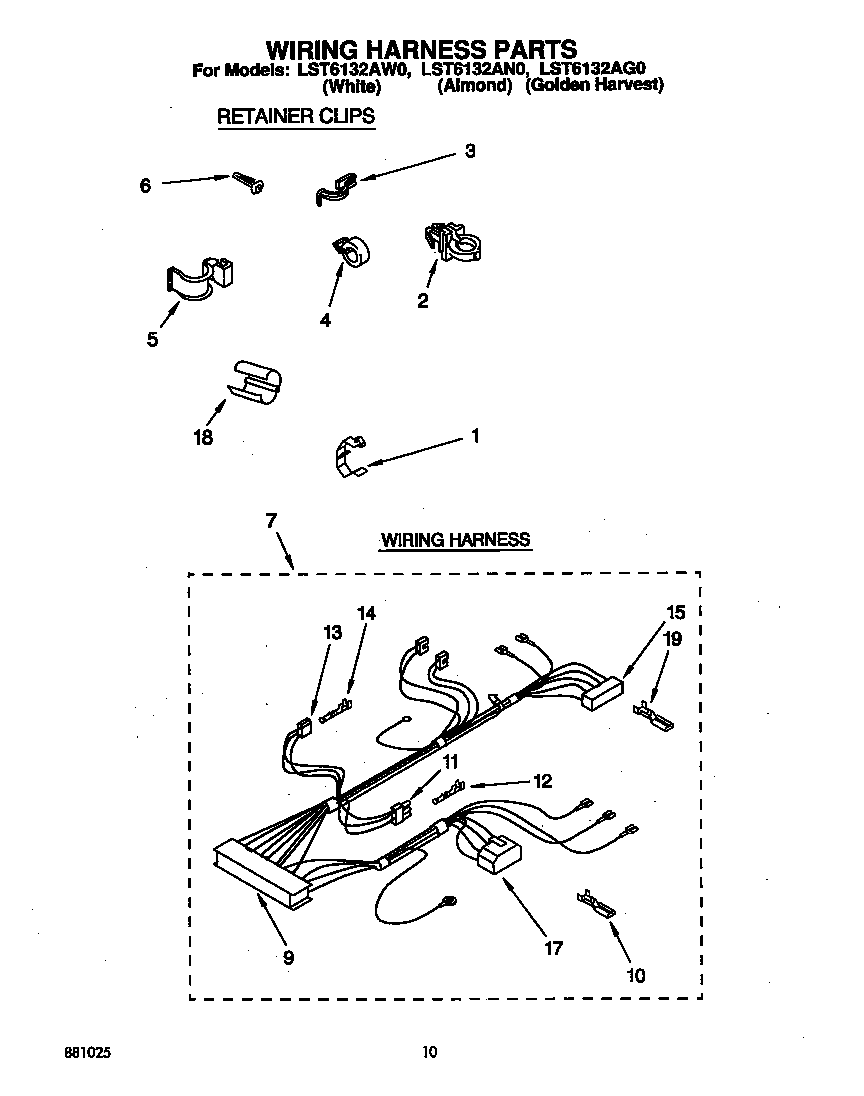 Whirlpool LST6132AW0 wiring harness diagram