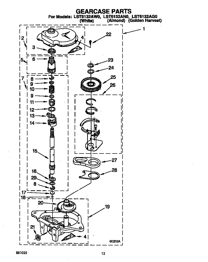 Whirlpool LST6132AW0 gearcase diagram