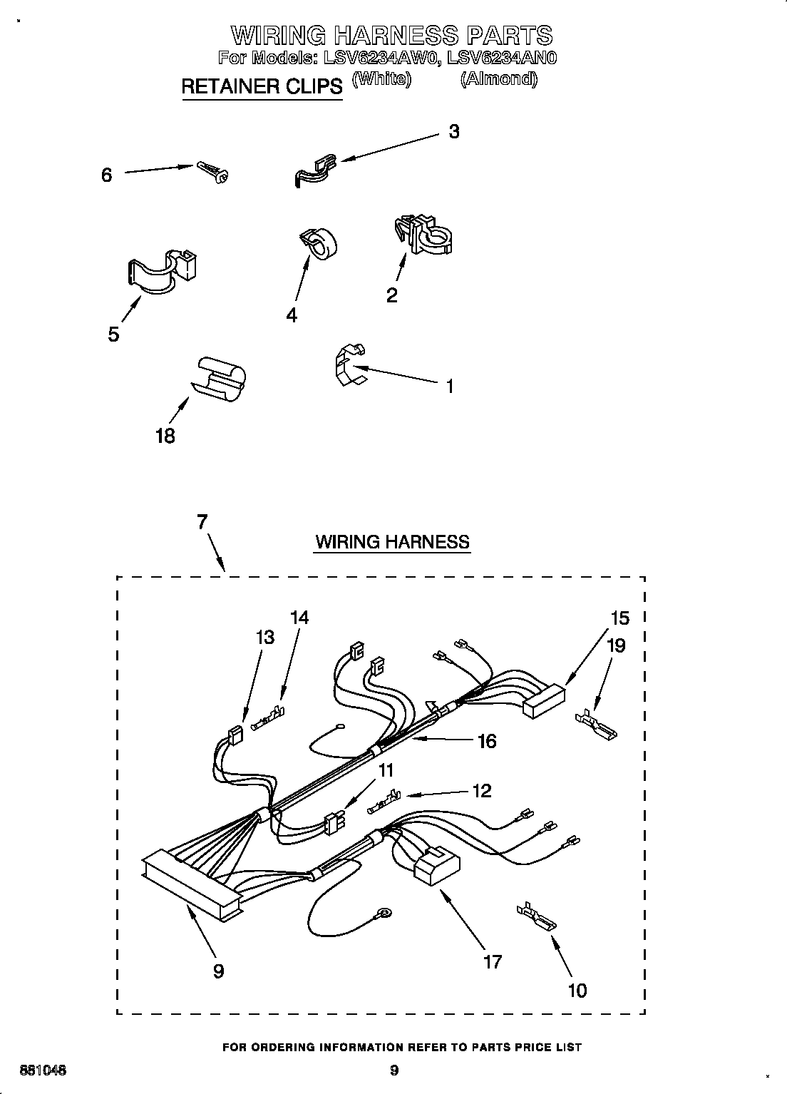 Whirlpool LSV6234AW0 wiring harness diagram