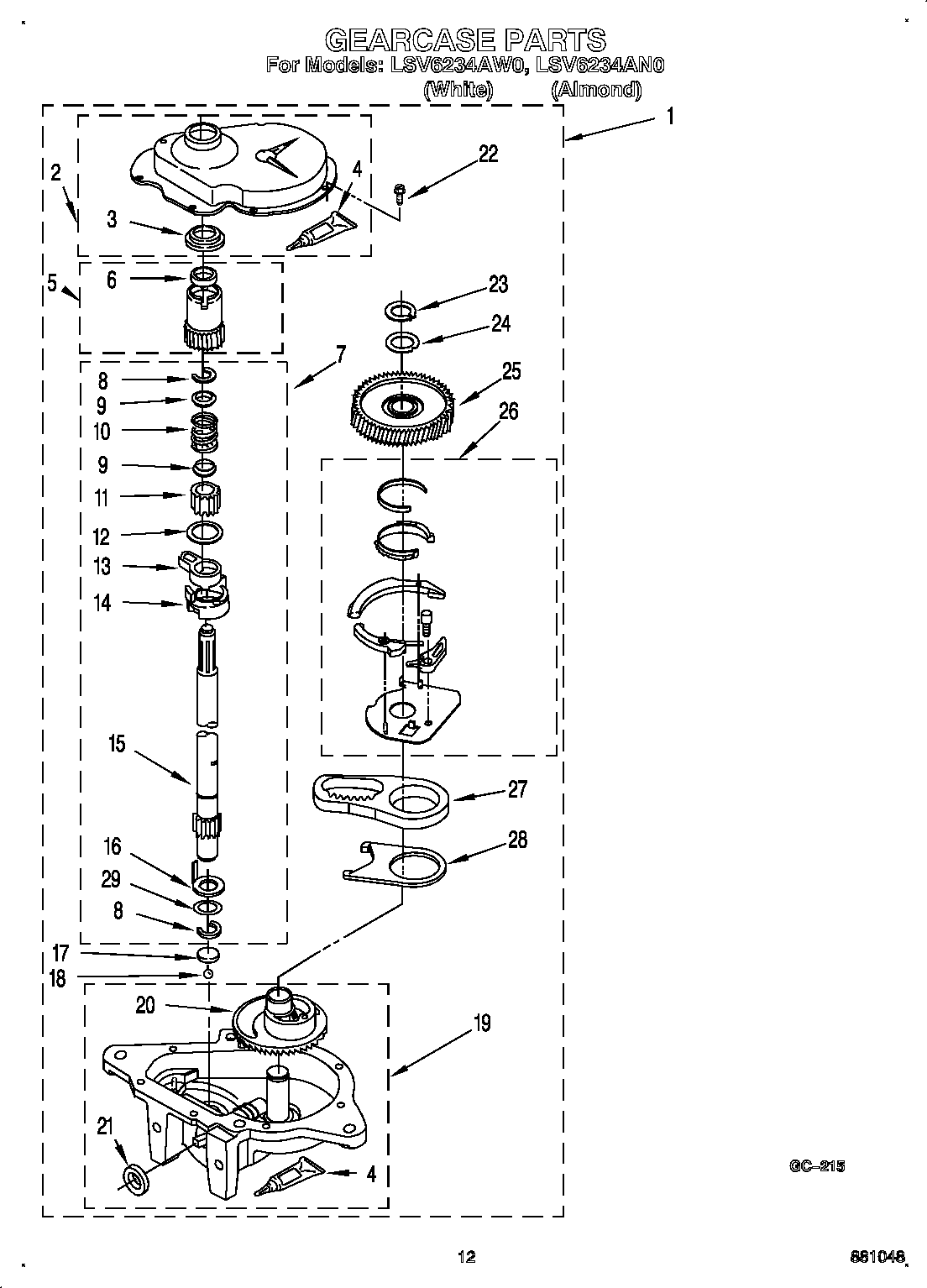Whirlpool LSV6234AW0 gearcase diagram