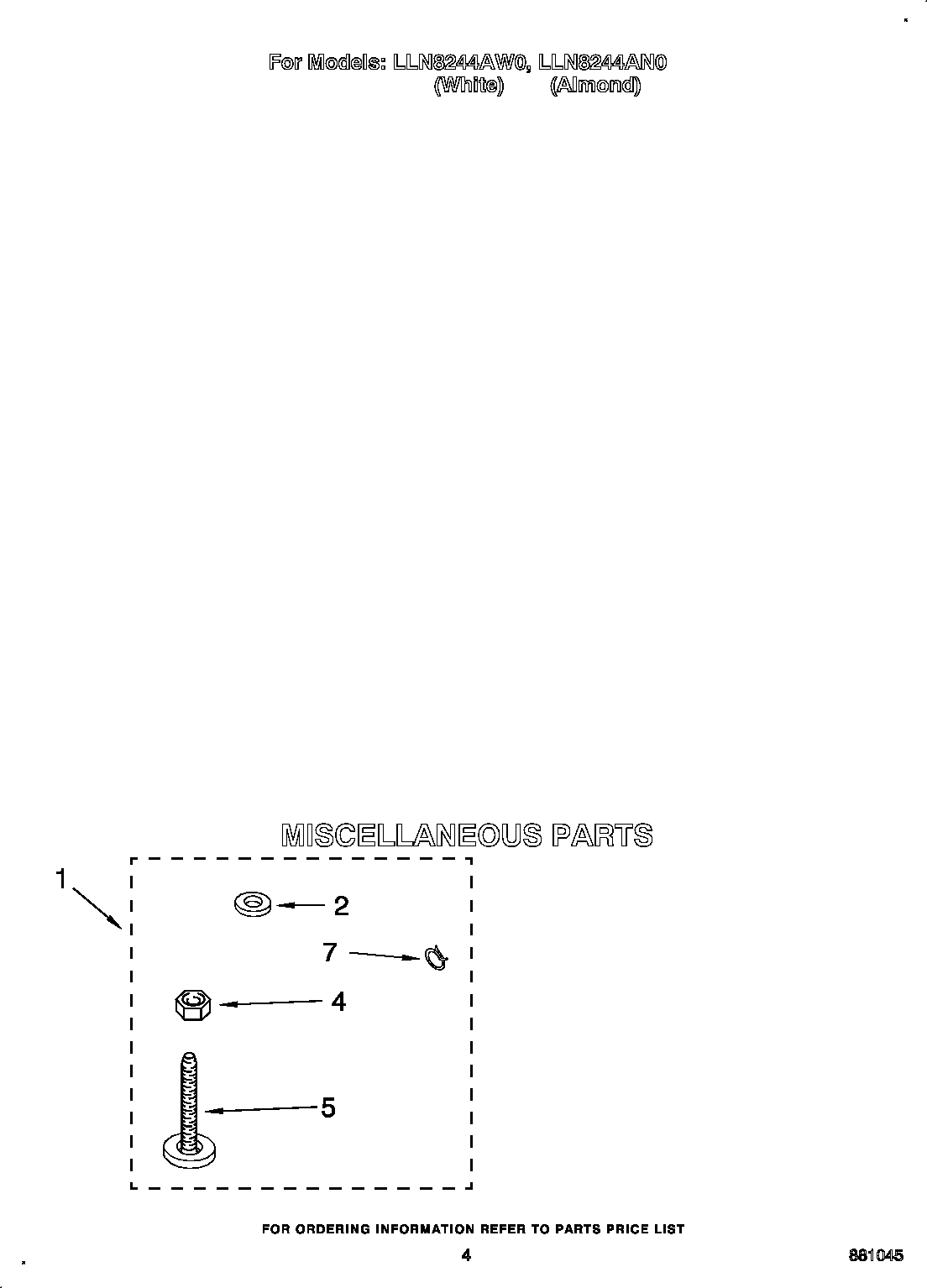 Whirlpool LLN8244AW0 miscellaneous diagram